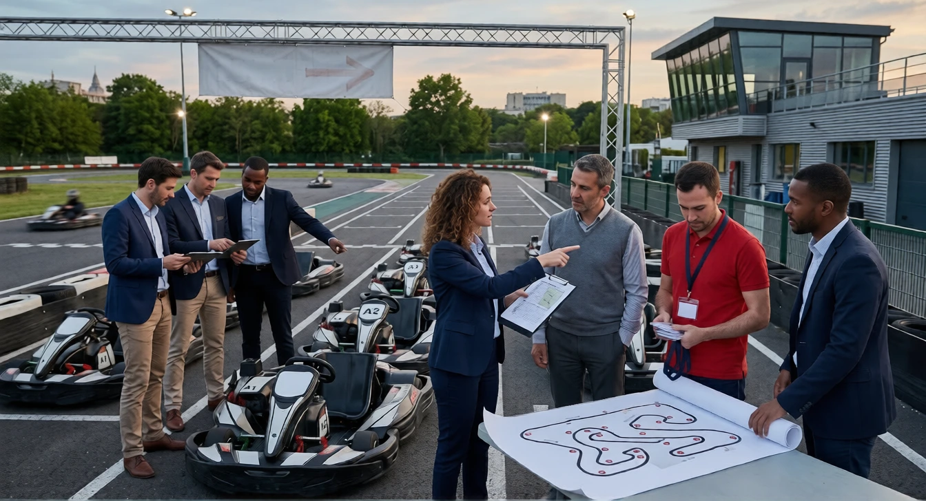 Des personnes organise une séance de karting